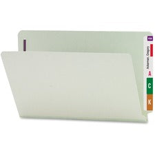 End Tab Pressboard Classification Folders, Two Safeshield Coated Fasteners, 1" Expansion, Legal Size, Gray-green, 25/box