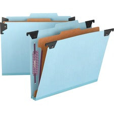 Fastab Hanging Pressboard Classification Folders, 1 Divider, Letter Size, Blue