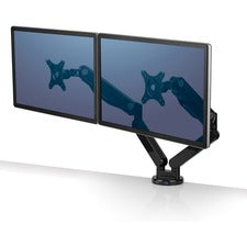 Platinum Series Dual Monitor Arm For 27" Monitors, 360 Deg Rotation, +85 Deg/-20 Deg Tilt, 360 Deg Pan, Black, Supports 20 Lb