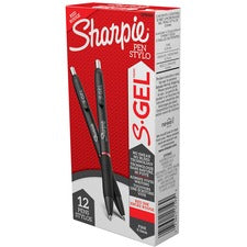 S-gel High-performance Gel Pen, Retractable, Fine 0.5 Mm, Red Ink, Black Barrel, Dozen