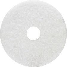 Genuine Joe Floor Cleaner Pad - 5/Carton - Round X 17" Diameter - Cleaning, Scrubbing - 350 Rpm To 800 Rpm Speed Supported - Resilient, Flexible - White
