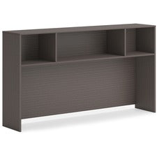 Mod Desk Hutch, 3 Compartments, 72w X 14d X 39.75h, Slate Teak