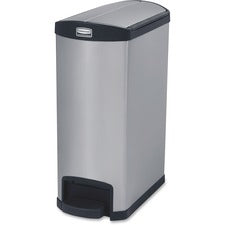 Slim Jim Stainless Steel Step-on Container, End Step Style, 13 Gal, Stainless Steel, Black