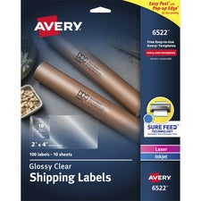 Glossy Clear Easy Peel Mailing Labels W/ Sure Feed Technology, Inkjet/laser Printers, 2 X 4, Clear, 10/sheet, 10 Sheets/pack