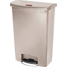 Streamline Resin Step-on Container, Front Step Style, 24 Gal, Polyethylene, Beige