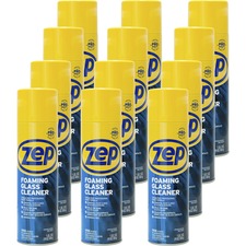 Zep Foaming Glass Cleaner - Foam Spray - 19 oz (1.19 lb) - 12 / Carton - Black