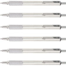Zebra STEEL 7 Series F-701 Retractable Ballpoint Pen - 0.7 mm Pen Point Size - Refillable - Retractable - Black - Stainless Steel Barrel - 6 / Box