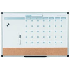 3-in-1 Calendar Planner, 36 X 24, White Surface, Silver Aluminum Frame