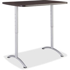 Arc Adjustable-height Table, Rectangular Top, 30w X 48d X 36 To 48h, Gray Walnut/silver