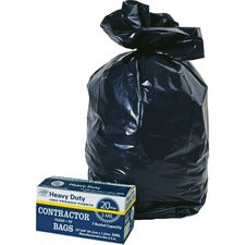 Webster Heavy Duty Contractor Bags - 32" Width x 50" Length - 3 mil (76 Micron) Thickness - Black - 20/Carton - Waste Disposal