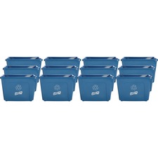 Genuine Joe 14-Gallon Recycling Bin - 14 gal Capacity - Rectangular - Fire Resistant - 14.5" Height x 19.5" Width x 15.4" Depth - Plastic - Blue - 12 / Carton