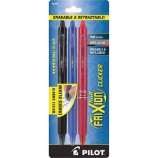 Frixion Clicker Erasable Gel Pen, Retractable, Fine 0.7 Mm, Three Assorted Business Ink And Barrel Colors, 3/pack