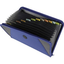 Expanding File With Zipper Closure, 2" Expansion, 13 Sections, Zipper Closure, 1/12-cut Tabs, Letter Size, Blue