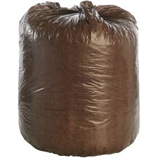Controlled Life-cycle Plastic Trash Bags, 39 Gal, 1.1 Mil, 33" X 44", Brown, 40/box