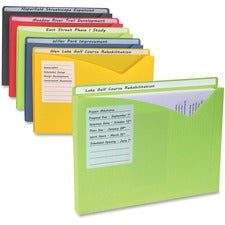 Write-on Poly File Jackets, Straight Tab, Letter Size, Assorted Colors, 25/box
