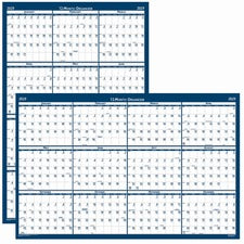 Recycled Poster Style Reversible/erasable Yearly Wall Calendar, 66 X 33, White/blue/gray Sheets, 12-month (jan To Dec): 2023