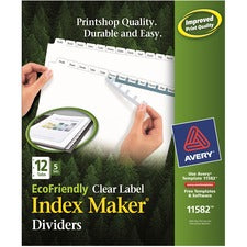 Index Maker Ecofriendly Print And Apply Clear Label Dividers With White Tabs, 12-tab, 11 X 8.5, White, 5 Sets