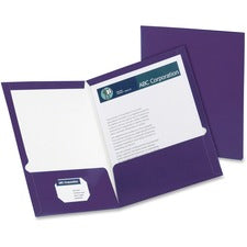 Two-pocket Laminated Folder, 100-sheet Capacity, 11 X 8.5, Metallic Purple, 25/box