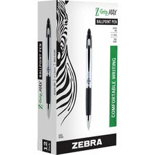 Z-grip Max Ballpoint Pen, Retractable, Medium 1 Mm, Black Ink, Silver Barrel, 12/pack