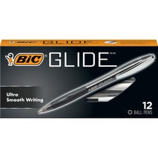 Glide Ballpoint Pen, Retractable, Medium 1 Mm, Black Ink, Black Barrel, Dozen