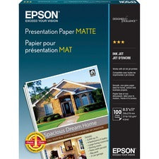 Matte Presentation Paper, 4.9 Mil, 8.5 X 11, Matte Bright White, 100/pack