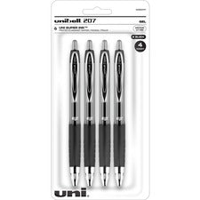 Signo 207 Gel Pen, Retractable, Medium 0.7 Mm, Black Ink, Translucent Black Barrel, 4/pack