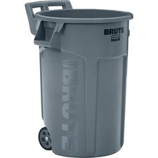 Vented Wheeled Brute Container, 44 Gal, Plastic, Gray