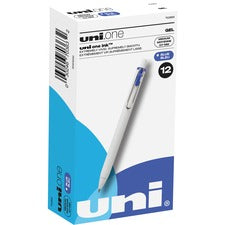 Unione Gel Pen, Retractable, Medium 0.7 Mm, Blue Ink, White Barrel, Dozen