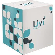 Livi VPG Facial Tissues - 2 Ply - White - Virgin Fiber - Embossed, Absorbent - For Business, Restaurant, Hotel - 90 Per Box - 36 / Carton