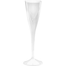 Classicware One-piece Champagne Flutes, 5 Oz, Clear, Plastic, 10/pack, 10 Packs/carton