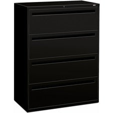 Brigade 700 Series Lateral File, 4 Legal/letter-size File Drawers, Black, 42" X 18" X 52.5"
