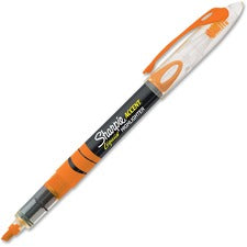 Liquid Pen Style Highlighters, Fluorescent Orange Ink, Chisel Tip, Orange/black/clear Barrel, Dozen