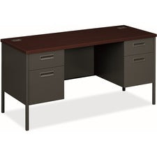 Metro Series Kneespace Credenza, 60w X 24d X 29.5h, Mahogany/charcoal