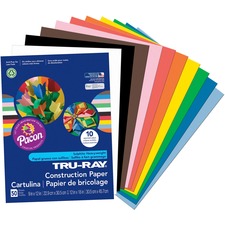 Tru-ray Construction Paper, 76 Lb Text Weight, 9 X 12, Assorted Standard Colors, 50/pack