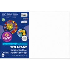 Tru-ray Construction Paper, 76 Lb Text Weight, 12 X 18, White, 50/pack