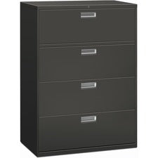 Brigade 600 Series Lateral File, 4 Legal/letter-size File Drawers, Charcoal, 42" X 18" X 52.5"