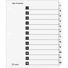 Onestep Printable Table Of Contents And Dividers, 12-tab, 1 To 12, 11 X 8.5, White, White Tabs, 1 Set