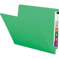 Shelf-master Reinforced End Tab Colored Folders, Straight Tabs, Letter Size, 0.75" Expansion, Green, 100/box