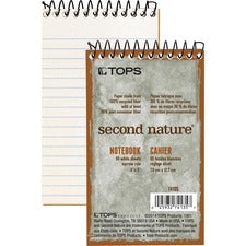 Second Nature Wirebound Notepads, Narrow Rule, Randomly Assorted Cover Colors, 50 White 3 X 5 Sheets