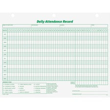 Daily Attendance Card, One-part (no Copies), 11 X 8.5, 50 Forms Total