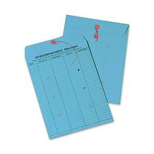 Colored Paper String And Button Interoffice Envelope, #97, One-sided Five-column Format, 10 X 13, Blue, 100/box