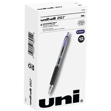 Signo 207 Gel Pen, Retractable, Medium 0.7 Mm, Purple Ink, Smoke/black/purple Barrel, Dozen