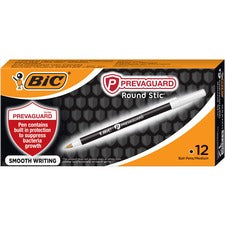 Prevaguard Ballpoint Pen, Stick, Medium 1 Mm, Black Ink/black Barrel, Dozen