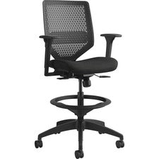 Solve Series Reactiv Back Task Stool, Supports Up To 300 Lb, 23" To 33" Seat Height, Ink Seat, Charcoal Back, Black Base