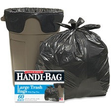 Webster Handi-Bag Wastebasket Bags - 30 gal Capacity - 29" Width x 36" Length - 0.70 mil (18 Micron) Thickness - Black - Hexene Resin - 6/Carton - 60 Per Box - Home, Office