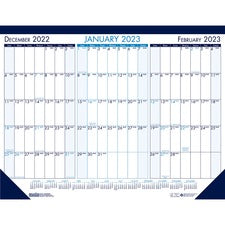 Three Month Desk Pad, 22 X 17, White/blue/teal Sheets, Blue Binding, Blue Corners, 14-month (dec To Jan): 2022 To 2024