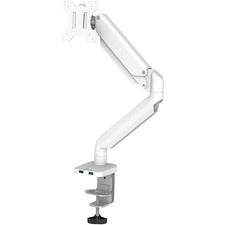 Platinum Series Single Monitor Arm, For 27" Monitors, 360 Deg Rotation, 45 Deg Tilt, 180 Deg Pan, White, Supports 20 Lb