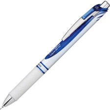 Energel Rtx Gel Pen, Retractable, Fine 0.5 Mm Needle Tip, Blue Ink, White/blue Barrel