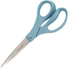 Contoured Performance Scissors, 8" Long, 3.5" Cut Length, Blue Straight Handle