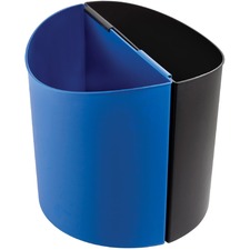 Desk-side Recycling Receptacle, 7 Gal, Plastic, Black/blue